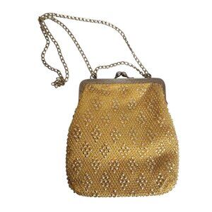 Vintage Gold Walborg Embellished Evening Cocktail Flapper Girl Hand Bag Purse